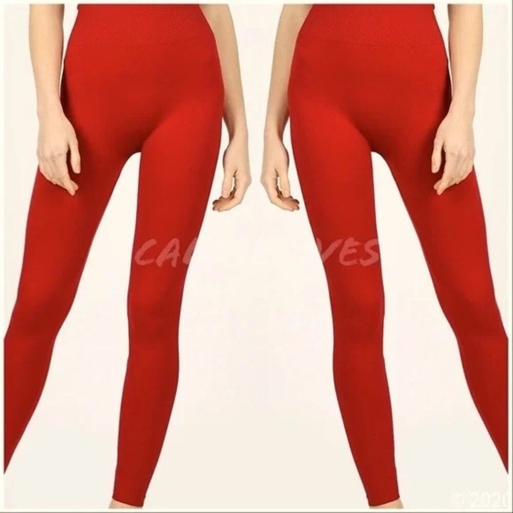 L/XL Callie Tamale: Red Hot Seamless Leggings Large XL footless elastic-free